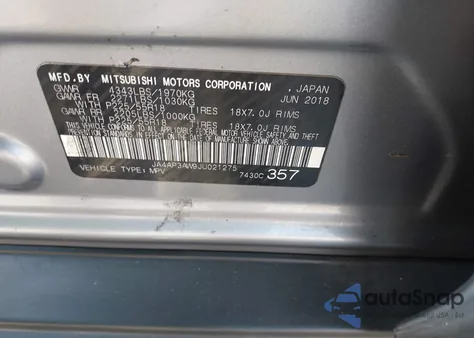 2018 Mitsubishi Outlander Sport 2.4 Se из США, поврежденный, VIN JA4AP3AW9JU021275